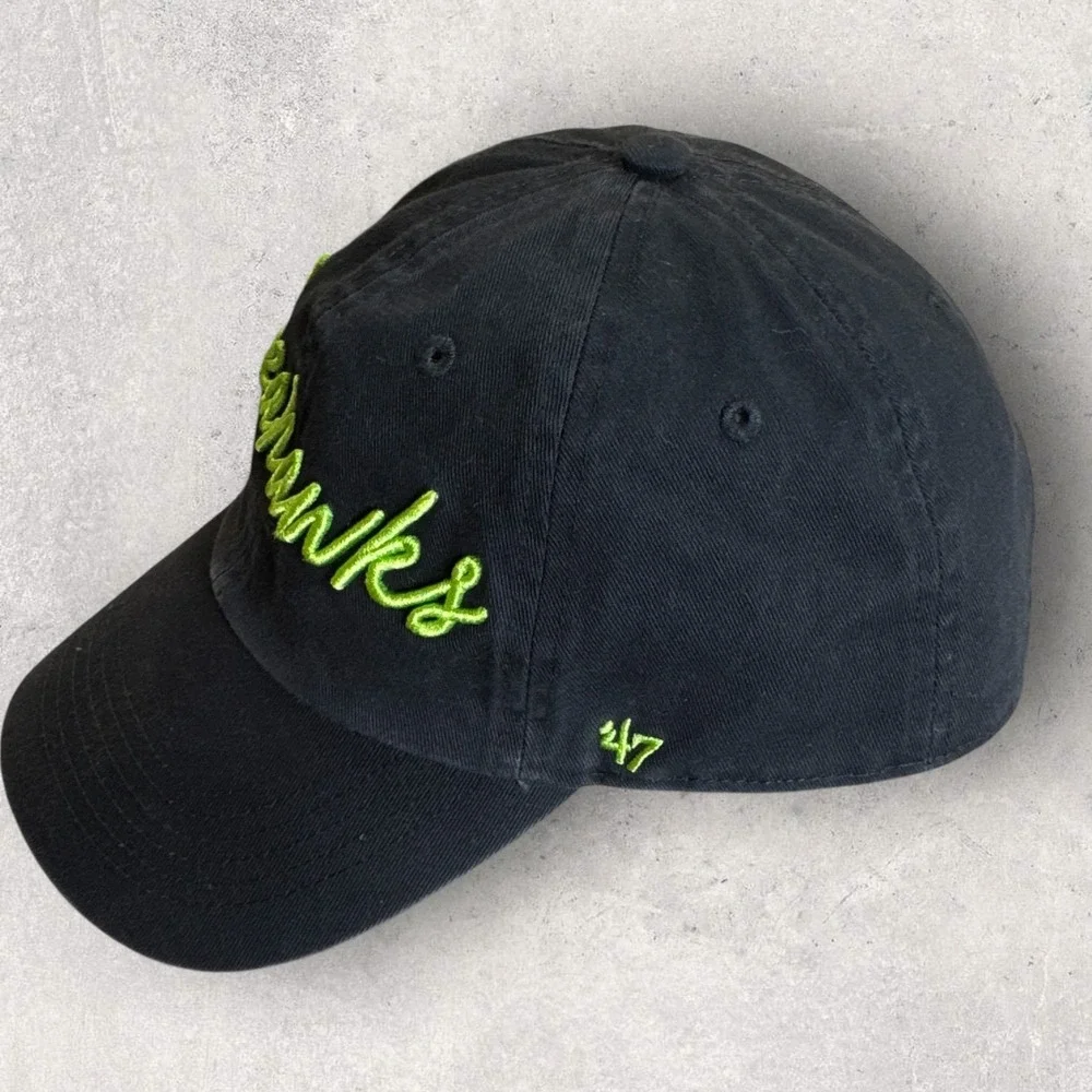 '47 Seattle Seahawks Hat Women's‎ OSFA Black Neon Script Adjustable